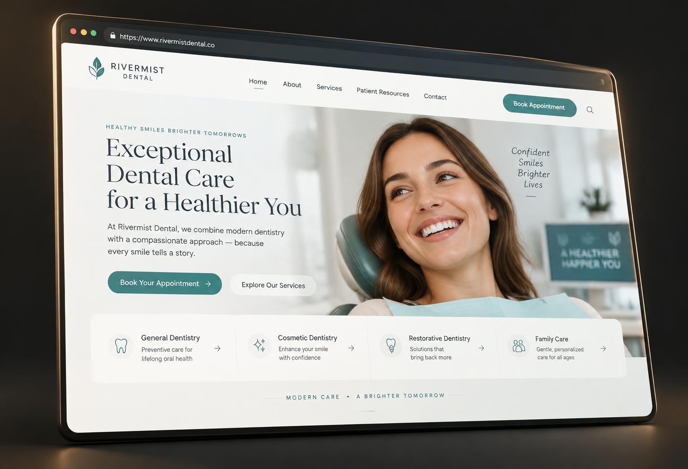 Preview of the W Dental Clinic website concept homepage